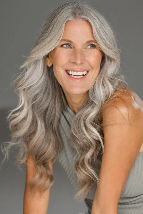Charlene C. ist ein weibliches Mainboard Model mit blauen Augen und grauen Haaren aus Nürnberg